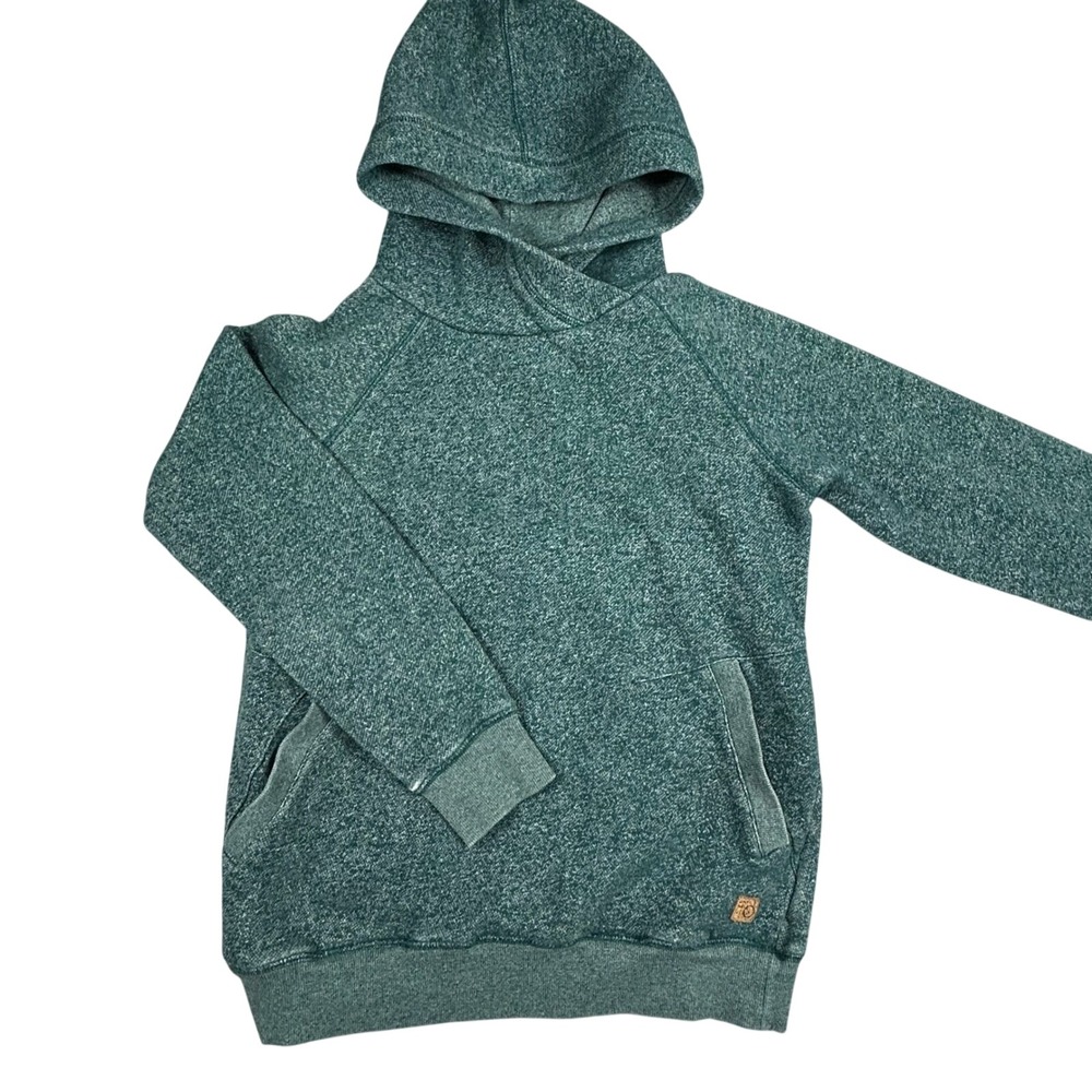 Tentree Teal Speckled Knit Hoodie Pullover Sweater XS Raglan Sleeve